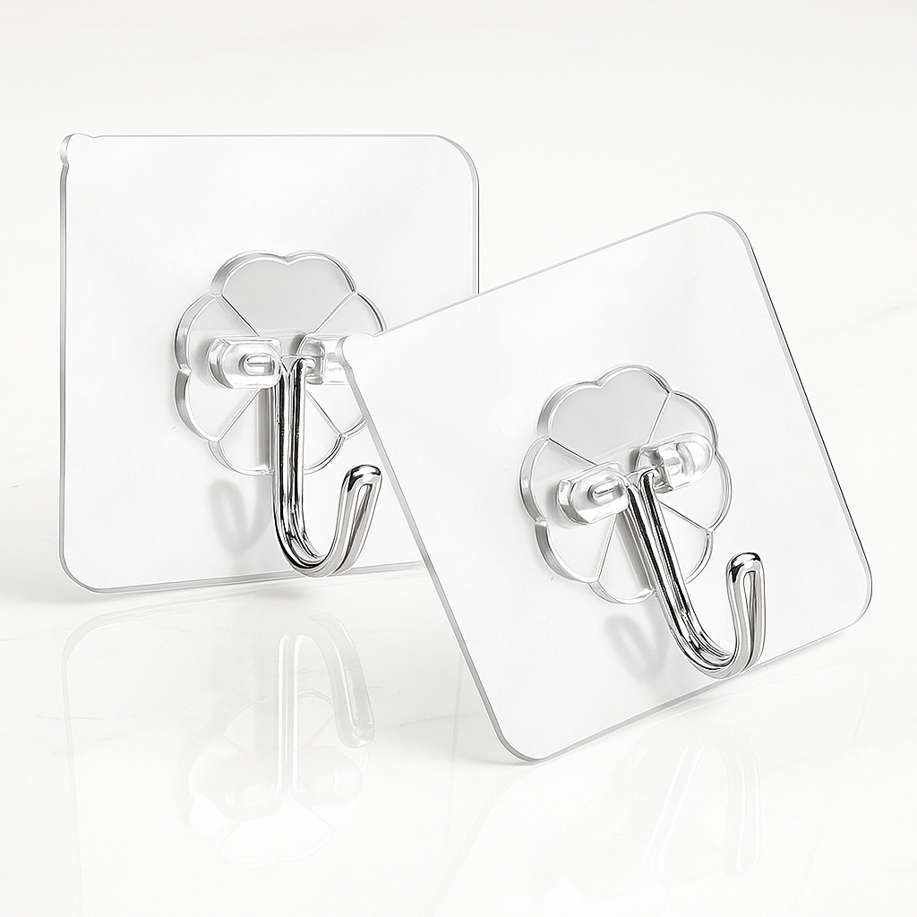 InvisiHook – Transparent Adhesive Wall Hooks for Kitchen & Bathroom