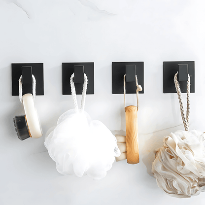 AdheGrip – Self-Adhesive Aluminum Wall Hooks with Strong 3M Adhesive for Bathroom & Kitchen | Black, White & Gray