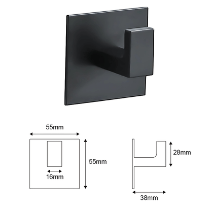 AdheGrip – Self-Adhesive Aluminum Wall Hooks with Strong 3M Adhesive for Bathroom & Kitchen | Black, White & Gray