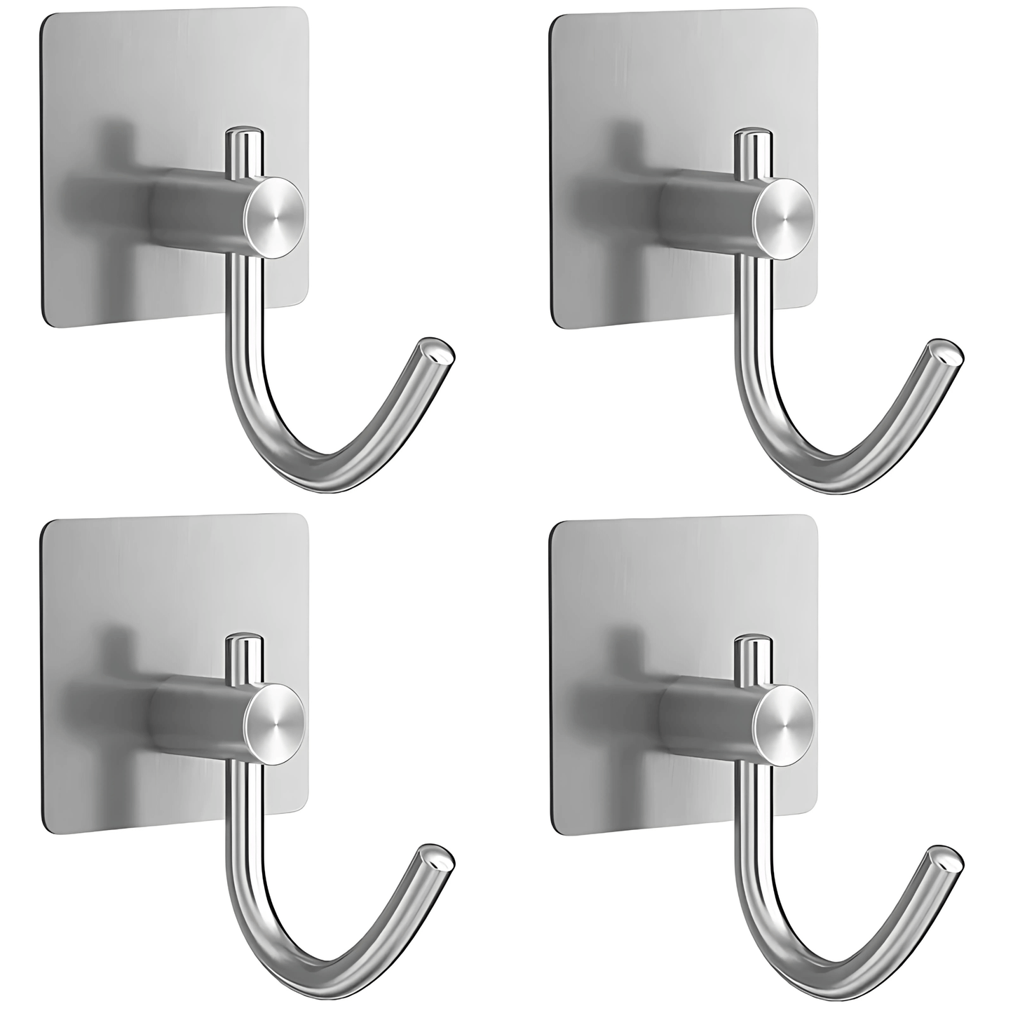 HookMate – 4-Pack | Stainless Steel Adhesive Hooks for Bathroom & Kitchen