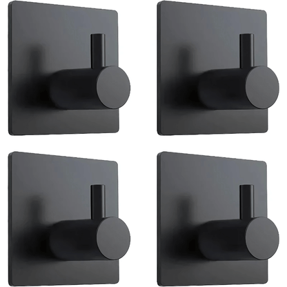 HookMate – 4-Pack | Stainless Steel Adhesive Hooks for Bathroom & Kitchen