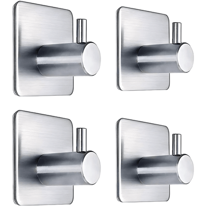 HookMate – 4-Pack | Stainless Steel Adhesive Hooks for Bathroom & Kitchen