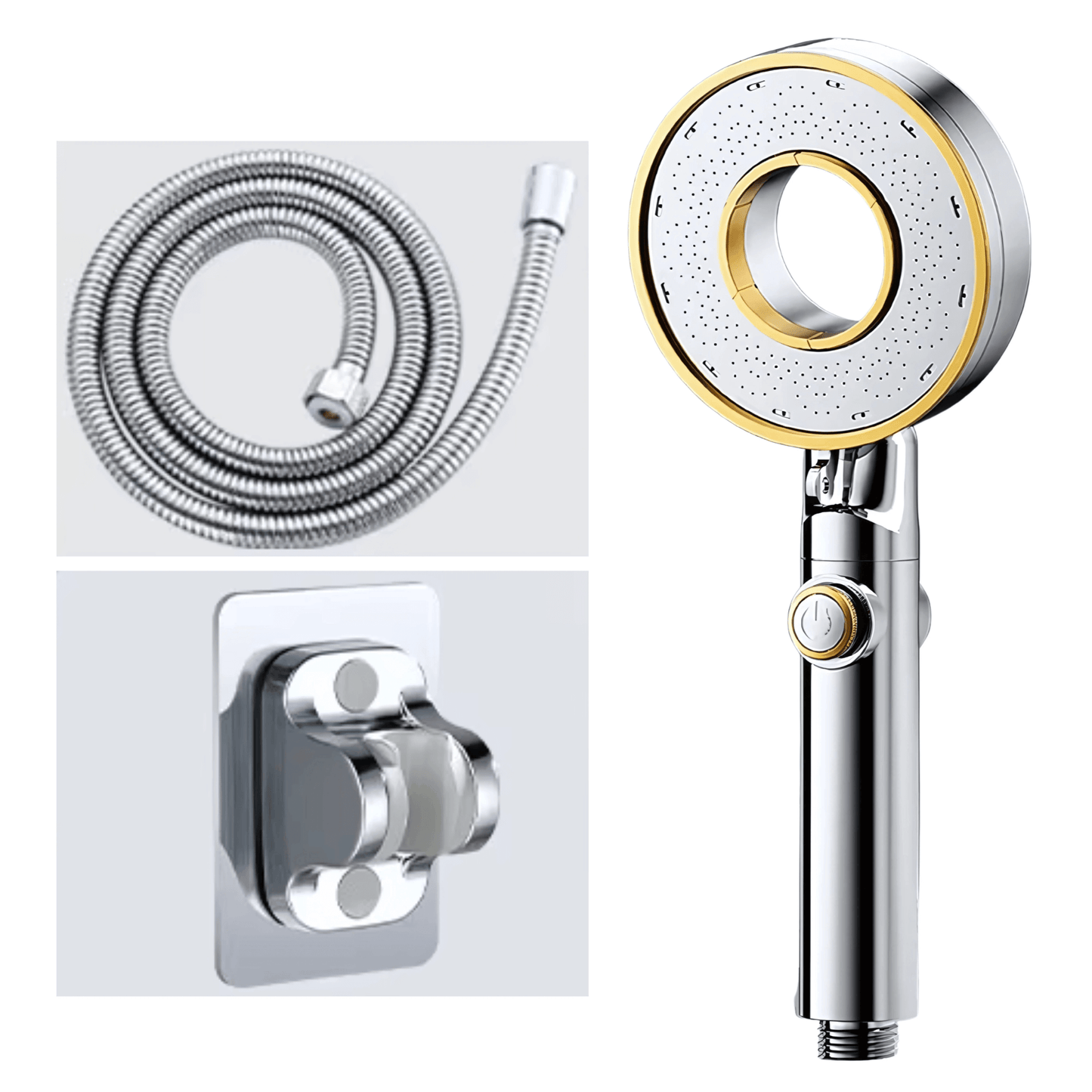 HydroFlex – Handheld Shower with 3 Adjustable Spray Modes, Pressure Boost & On/Off Button